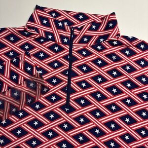 IBKUL Americana Mock Neck Quarter Zip Women L Long Sleeve Golf Tennis UPF50